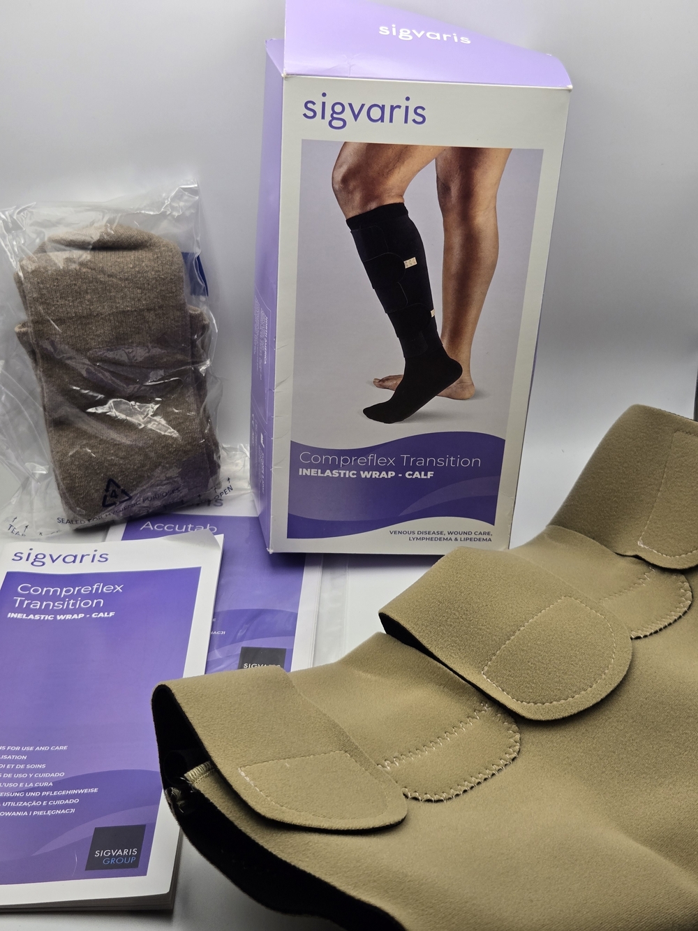 SIGVARIS Compreflex Transition Inelastic Wrap Calf 1412-UC-BKT Medium Tall- New
